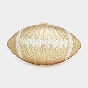 Football Shaped Purse Rhinestone Crystal Evening Bag Clutch Handba…